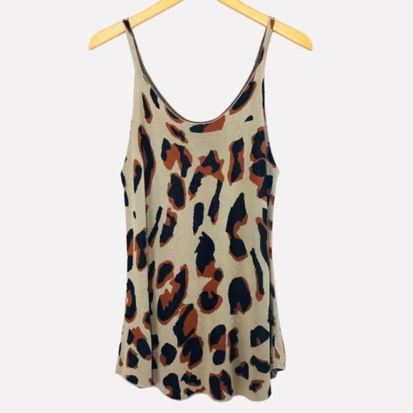 Leopard Print Spaghetti Strap Sweater Knit Tank - Picture 3 of 6